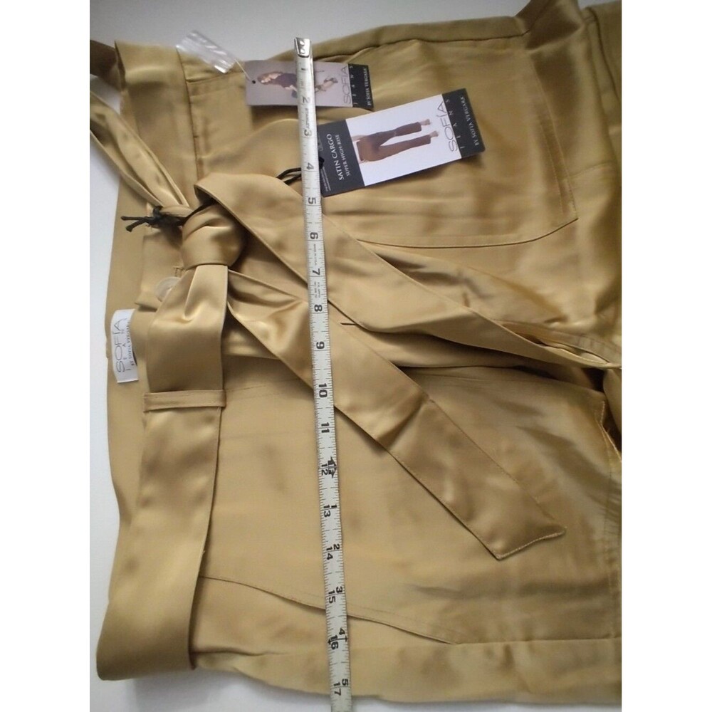 Sofia by sofia vergara Women's Silk Cargo Wide-Leg Pants in Tan New Size 12 - Picture 7 of 8